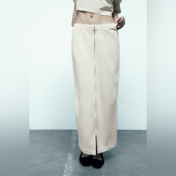 ZARA ZIPPERED MIDI SKIRT - Picture 1 of 8